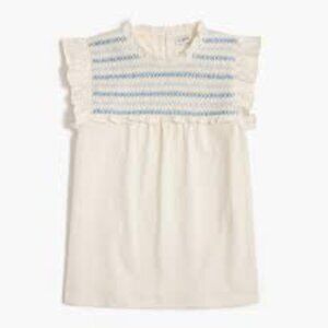 J. Crew Ivory Blouse with Navy Accents